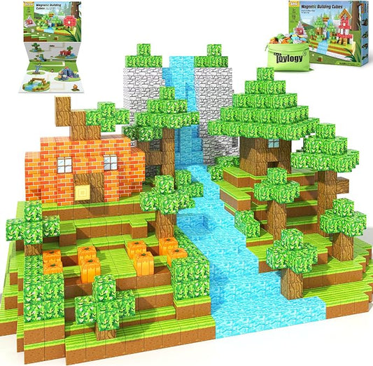 150PCS Magnetic Blocks-Build Mine Magnet World Pumpkin Edition Kids Building Outdoor Toys for 3 4 5 6 7 Years Old Boys Girls, Magnetic STEM Toddler Construction Toys for Halloween Birthday Gifts