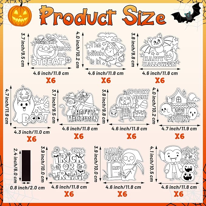 Halloween Coloring Arts Crafts Kits - 30Pcs Happy Halloween Color Your Own Magnets for Kids Trick or Treat Blank DIY Coloring Magnets for Party Fridge Refrigerator School Classroom Activities Decor