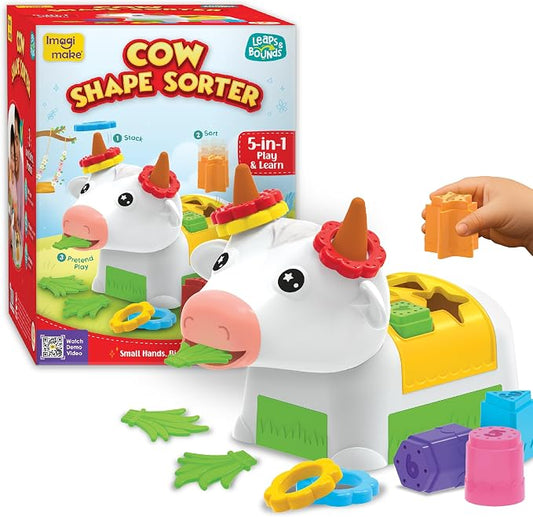 Imagimake Leaps & Bounds - Cow Shape Sorter, 5-in-1 Activity Toy, Ages 1+ | Early Learning Toy, Learn Shapes, Colors & Sorting Skills, Birthday Gift for Boys & Girls Ages 1,2,3 Years Old