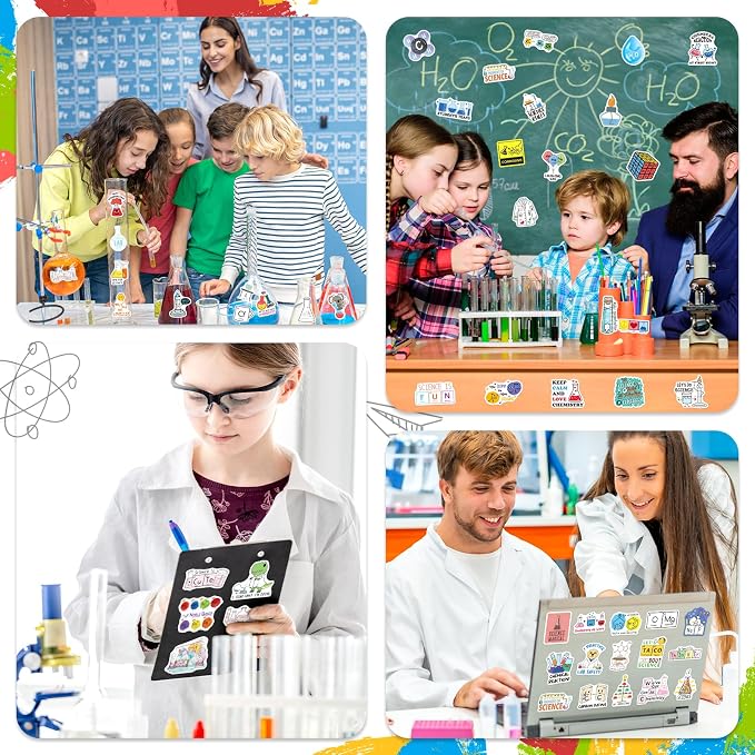 200 PCS Chemistry STEM Stickers | Laboratory Classroom Decor, Waterproof Vinyl, For Teachers Students Kids Teens Adults, For Water Bottle Laptop Notebook