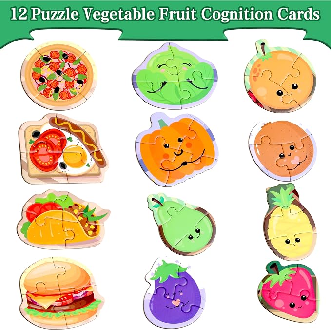 Magnetic Puzzles for Kids Ages 3-5, Travel Toddler Food Puzzle Toy | Refrigerator Magnet Game for Ages 4-6, Learning & Birthday Gift for Boys, Car Airplane Road Trip Quiet-Time Activity Toys