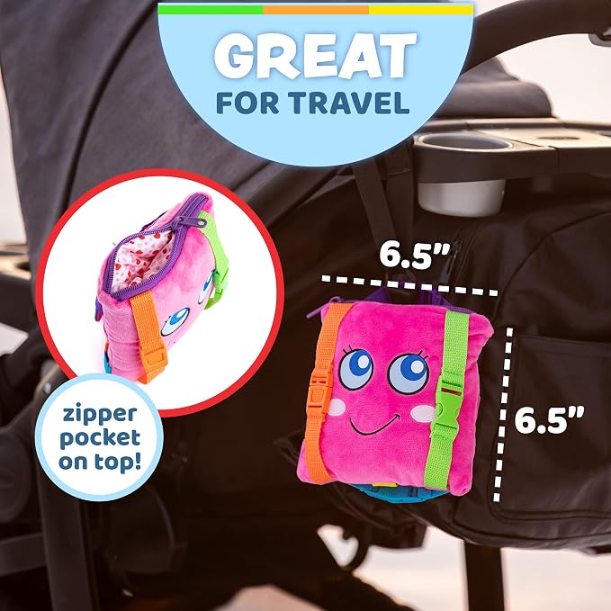 Buckle Toys - Bella Square - Learning Activity Toy - Develop Motor Skills and Problem Solving - Easy Travel Toy Perfect Car Travel Accessories for Long Trips (Pack of 2)