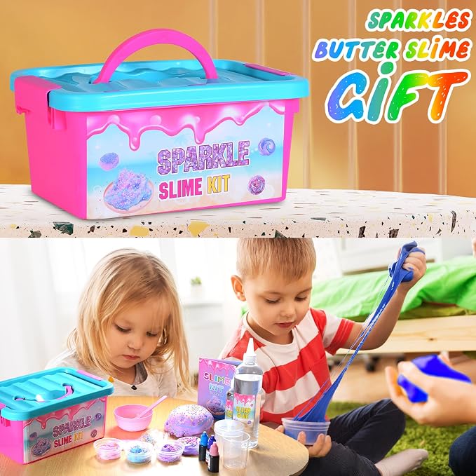 inksbui Confetti Slime Kit, Sparkling, Glimmer, Crunchy, Foam, Jelly Cubes Slime, Stress Relief Toys, Party Favors for Kids, for Girl Boys 6 7 8 9 10 11 12