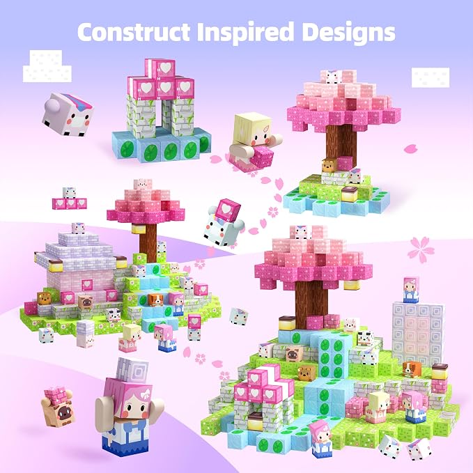 GobiDex Magnetic Building Blocks Princess Castle for Girls Age 3+ Year Old | STEM Sensory, Birthday Gift, Magnet Game, Compatible, Safe & Durable, With Storage Box, 48pcs, Toddler, Quiet Time, Group Fun