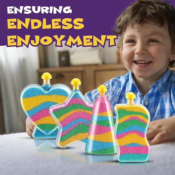 Liberty Imports Sand Art Kits for Kids - Create Your Own Colored Sand Art, Includes Bottles, Funnels, Sticks, Bags of Sand for Arts and Crafts, Schools, Birthday Party Favors Bulk (12 Pack)