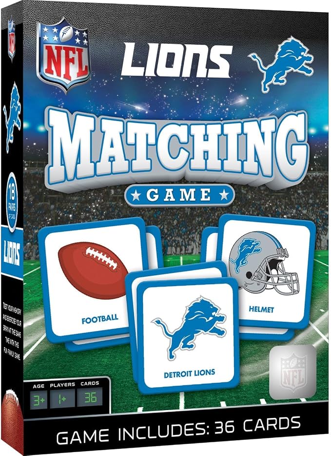 MasterPieces Sports Games - Detroit Lions NFL Matching Game - Game for Kids and Family - Laugh and Learn