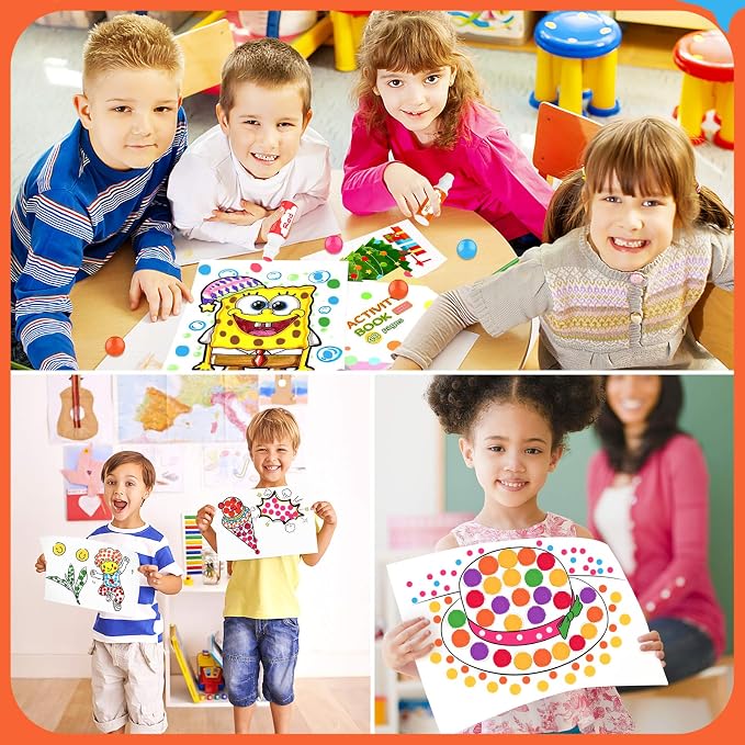 Soucolor Washable Dot Markers,10 Vibrant Colors 48 Pages Activity Book | Dot Markers 2 oz Bingo Daubers Paint Markers Set,Tearable Activity Book,Toddlers Kids Preschool Arts and Crafts Kits Supplies