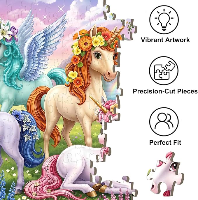 Puzzles for Kids Ages 6-8 8-10, 200 Piece Castle Unicorn Jigsaw Puzzle | Educational Learning Toy Jigsaw Puzzles for Kids Ages 10-12, Great Birthday & Holiday Gift for Boys and Girls, Home Decor