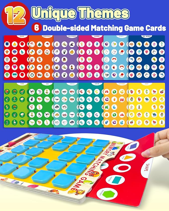 Matching Memory Game for Kids, Travel Toys Games Activities for 3-5 4-8 | Board Games 4-6, Car Games, Airplane Toys, Kids Toddler Road Trip Activities Essentials, Boys Girls Birthday Gifts