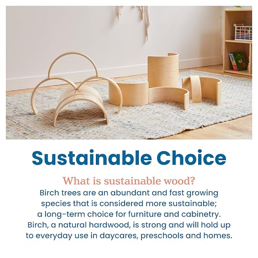 ECR4Kids Wooden Tunnels and Arches, Block Play, Natural, 10-Piece | Durable hardwood, GREENGUARD Gold Certified, 2 years +, 4 sizes, STEM learning & motor skill development, classroom/playroom