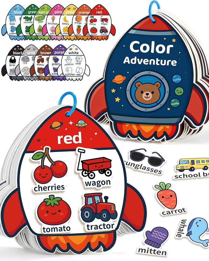 Montessori Busy Book Color Sorting Toys for Kids Ages 3+, Preschool Learning Activities & Educational Toys, Children Quiet Book with Sensory Fine Motor Skills Matching Games for Boys Girls