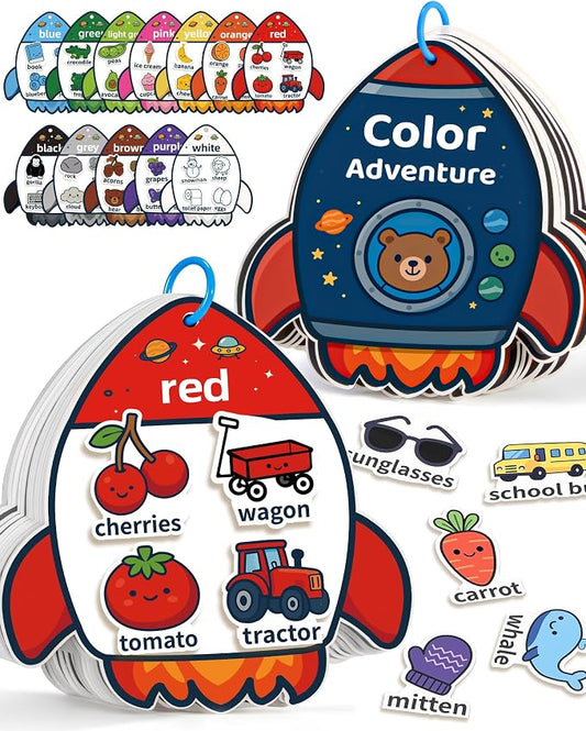 Montessori Busy Book Color Sorting Toys for Kids Ages 3+, Preschool Learning Activities & Educational Toys, Children Quiet Book with Sensory Fine Motor Skills Matching Games for Boys Girls