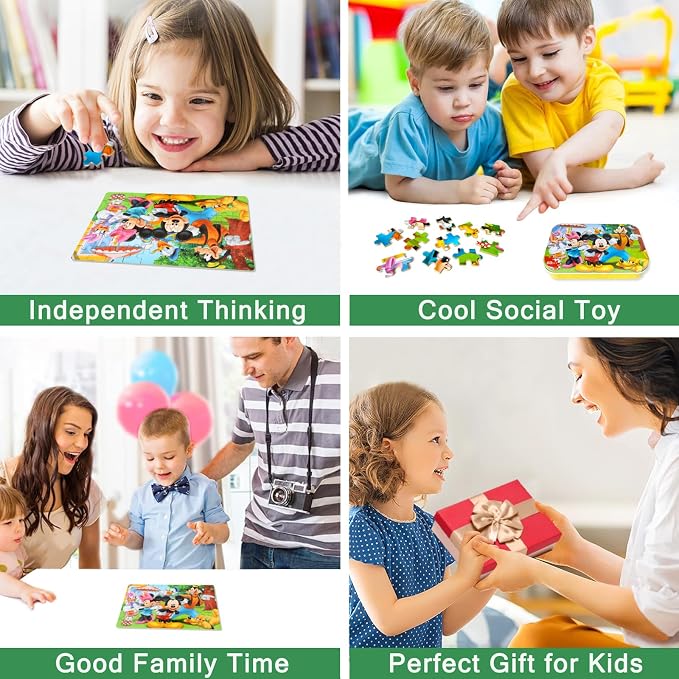 MZZOTOY Puzzles for Kids Ages 4-8, 60 Piece Puzzles for Kids Ages 3-5 in a Metal Box Girls and Boys Learning Educational Jigsaw Puzzle Toys Gifts