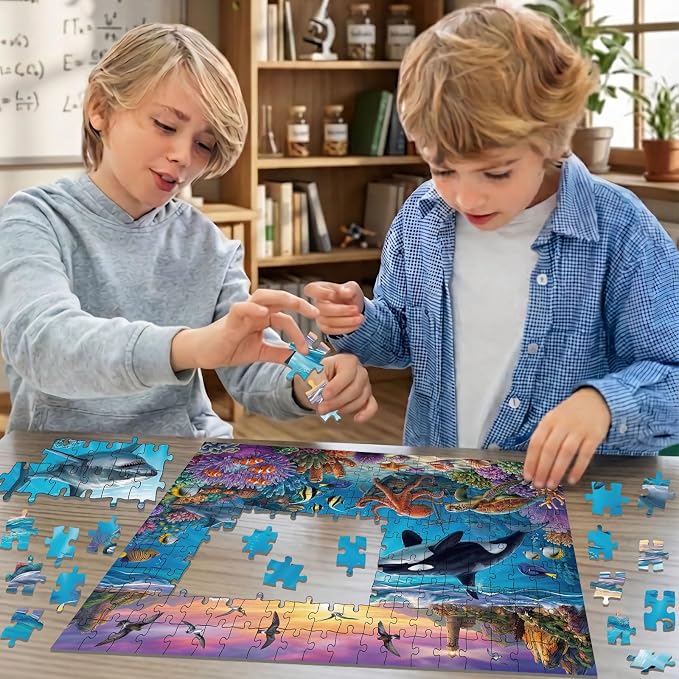 Puzzles for Kids Ages 6-8 Year Old, 200 Piece Magical Underwater World | Jigsaw Puzzles for Boys & Girls Educational Learning Toy Kids Ages 6 7 8 9 10, Family Game Gift, Holiday Gifts for Boys Girls