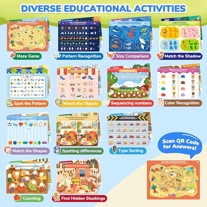 JoyCat Seek & Find Game Books - Preschool Learning Activity for 3-8 | Toddlers & Kids, Travel Activities Toys for Road Trip Car Airplane, Busy Book, Birthday Gifts for Girls and Boys Ages 4-8