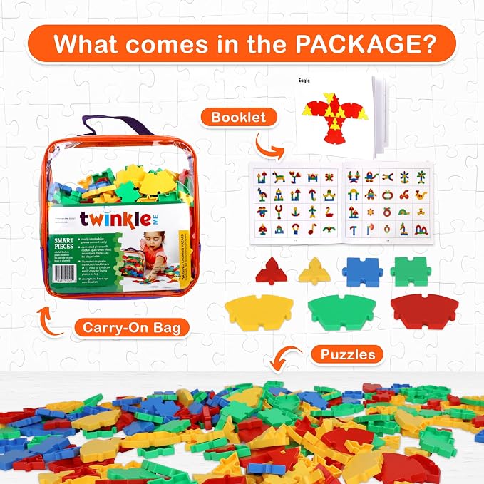 Interlocking Puzzle Toy | Big Pieces |Great for Occupational Therapy and Fine Motor Skill Development | Build STEM Skills at Home |Car Road Trip Pocket Game | Ages 3 and up |Toddler Fun
