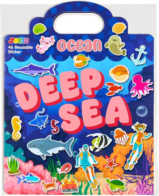 JOYIN Ocean Animals Reusable Sticker Book for Toddlers, 3D Sticker Book for Kids 3 4 5, Travel Essentials, Airplane Activity Toys, Crafts Gifts, Birthday Gifts