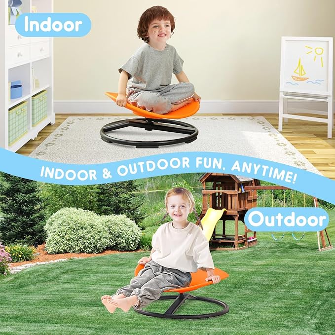 Spinning Chair For Kids With Autistic And ADHD, Sensory Sit And Spin Age 3+ | ADHD Chair Helps Release Energy, Improve Motor Skills And Focus Through Fun Movement At Home, School Or Sensory Spaces