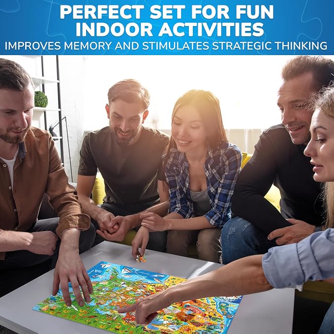 500 Piece Puzzles for Adults - 3 Educational Map Puzzles for Adults | Learning Floor Puzzles of the United States, World and Space - Games and Toys for 15 Year Old