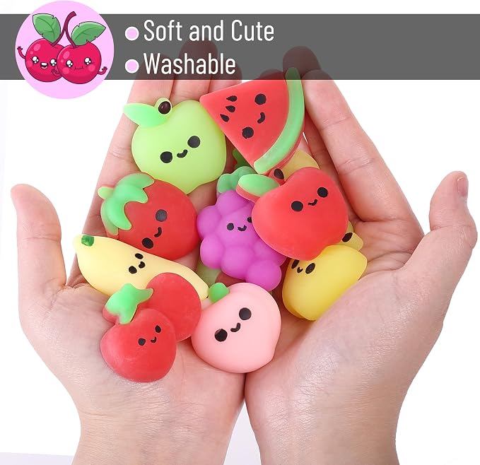 Mr. Pen- Fruit Squishy Toys, 12 Pack, Washable Twistable Stretchy Squishies | Soft Stress Relief Sensory Toys for Squeezing, Kids’ Gifts, Party Favors & Classroom Rewards
