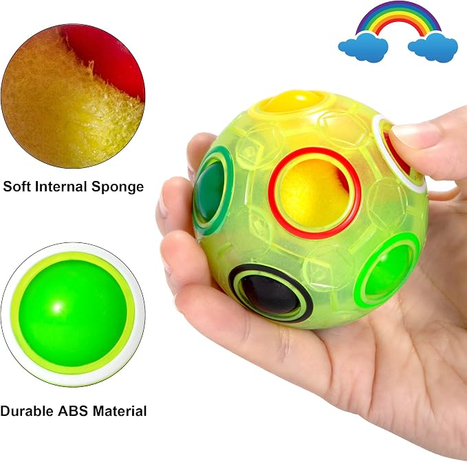 Magic Rainbow Puzzle Ball, Fidget Ball Puzzle Brain Teaser Fidget Toy for Boys & Girls- Birthday Party Easter Valentines Christmas Stocking Stuffers for Kids Teen & Adults(Green)