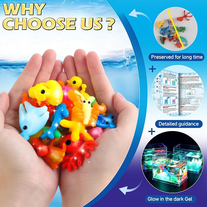 wookidel Magic Gel Water Elf Toy Kit, Aqua Fairy Water Gel Kit for Kids | 10 Gels & Mold Water Pets, DIY Squishy Maker Kit, Make Your Own Squishies Sensory Toys, Art Craft Gift for Girls Christmas