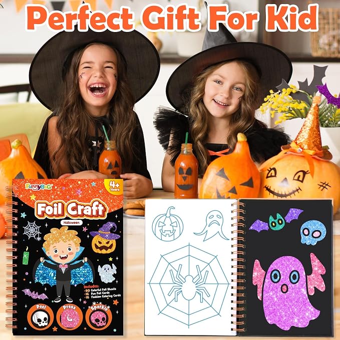 FUNNYB&G Foil Art Craft Kit for Kids, Sparkly Birthday Gift Toy for Kids | No Mess, Kids Ages 4-10 Create Sparkling Artwork, A Creative Gift for Birthdays, Holidays, Travel Activities,Screen-Free Fun