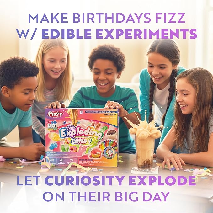 Playz Edible Exploding Candy Making Kit for Kids Age 8-12, 29+ Fun Science | Experiments kit DIY Explosive Chemistry kit for kids Rock, Gummy Chocolate, hard candy maker STEM Toys/gift for Girls & Boys