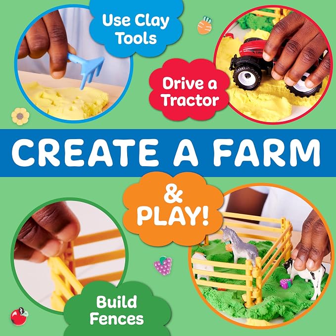Creativity for Kids Sensory Pack: Farm, Sensory Toys for Toddlers, Pretend Play Farm Animals for Kids, Toddler Travel Toys & Screen Free Summer Supplies (Ages 3+)