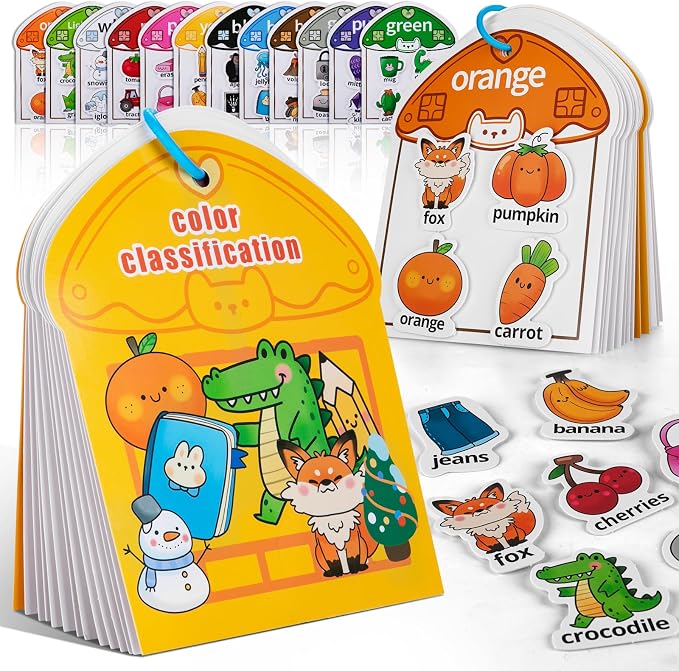 NAHSHON Montessori Busy Book Color Sorting Learning Toys for Kids 3-5 | Preschool Learning Activities Educational Sorting Toys for Kids 3 Year Old, Autism Sensory Fine Motor Matching Games