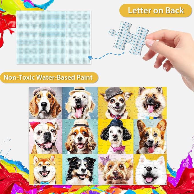 Puzzles for Kids Ages 6-8 8-10 10-12 Year Old and Seniors- Cute Dogs Portrait Jigsaw Puzzle- 100 Piece Puzzles Colorful Children Puzzle Educational Toys Puppy Animal Puzzl as Home Decor