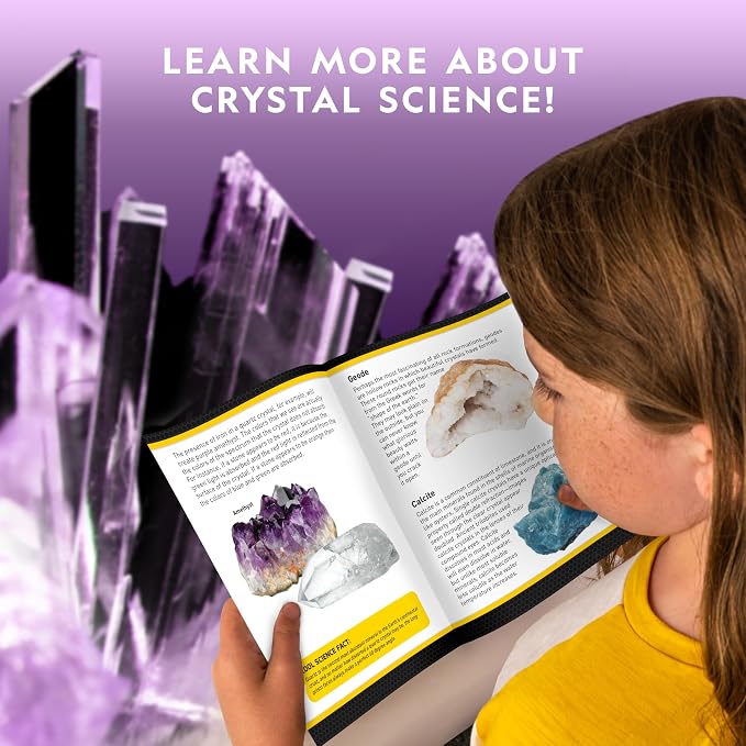 National Geographic Mega Crystal Growing Kit with 6 Crystals for Kids 8-12 | Glow-in-the-Dark Crystal, Light-Up Night Display, 5 Additional Colors, Real Crystal Specimens, Science Kit, Birthday Gift