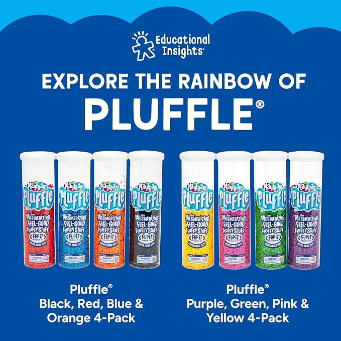 Educational Insights Pluffle Sand Bulk Pack - Preschool Sensory Bin Filler, Tactile Sensory Toys for Toddlers 3-4, Mess Free Slime Alternative, Satisfying Foam Sand Bin Filler