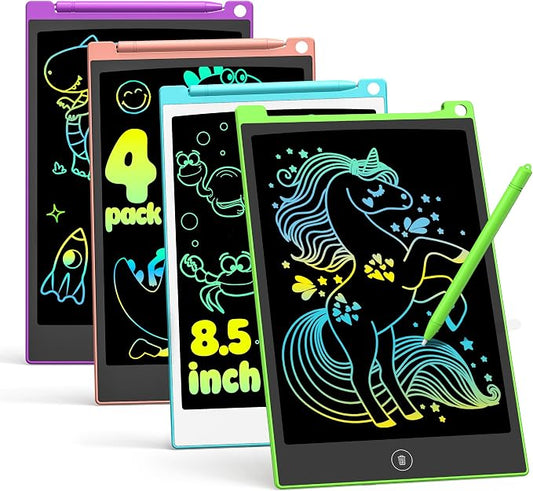 TECJOE 4 Pack LCD Writing Tablet, 8.5 Inch Colorful Drawing Board, Kids Travel Games Activity Learning Toys, Birthday Gifts for 3-8 Year Old Boys Girls Toddlers Preschooler | Colorful Doodle Board, Travel Road Trips Essential, Quiet Time, Learning Toys...