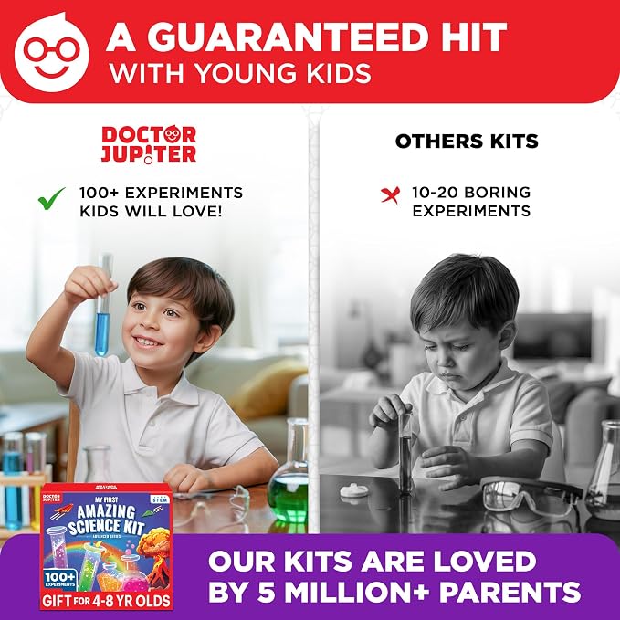 Doctor Jupiter My First Amazing Science Experiments Kit Ages 4+ | Birthday Gift Ideas for Boys & Girls 4, 5, 6, 7, 8 Year Olds, Science Kits for Kids Ages 5-7, STEM Educational Toys