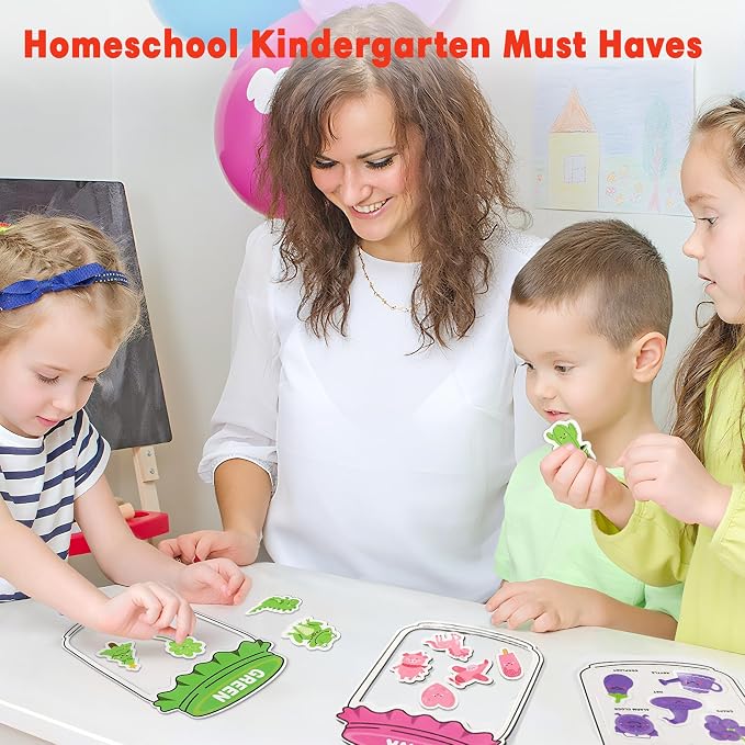 Magnetic Color Sorting Set for Fridge Toddlers 2 3 4 5 Montessori Color Learning for Whiteboard Basic Vocabulary Learning Kitchen Toys Kids pre-k Homeschool Classroom Must Haves
