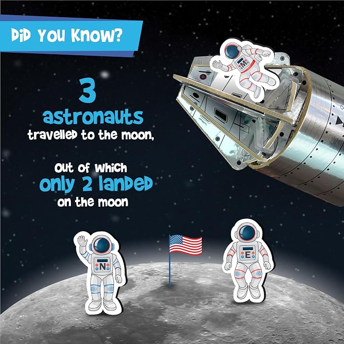 Imagimake Mapology Man's Journey to Moon, Apollo 11 3D Model Kit for Kids | Educational STEM Model Kit, Build Rockets & Satellites, Back to School Gift for Boys & Girls Ages 8,9,10,11,12 Years Old