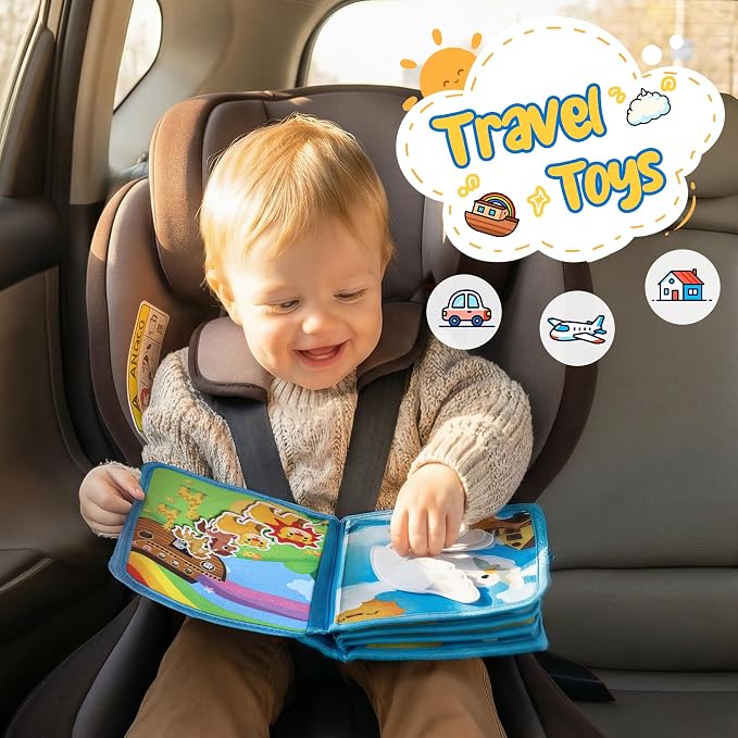 Noah's Ark Toy Busy Book for Toddlers 1-3 - Baptism Gifts for Boys & Girls - Montessori Toys for 1 Year Old，Learning Educational Sensory Activity Book,Birthday Toddlers Gifts for Travel Airplane