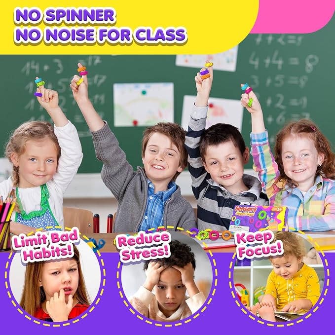 Fidget Toys Sensory Rings for Kids: Quiet Textured Ring 18 Pack - Sensory Toys for Kids with Autism - Calming Corner Bulk Fidgets for Classroom Prize - Party Favors Goodie Bag Fillers
