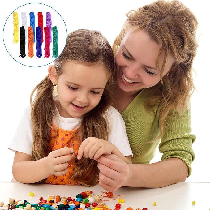 Timgle 400 Pcs Colored Tipped Beading String for Kids Jewelry Making | Lacing Yarn Ideal for Weaving Stringing Projects, Necklace Cord Supports Motor Skills Development, Creative Arts Supplies