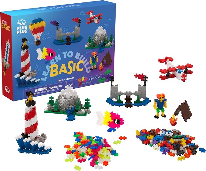 PLUS PLUS Learn to Build, Basic Mix - 400 Piece Building Block Set | Stem Toys for Kids, Sensory Bin Fillers, Math Manipulatives, Classroom Must Haves, Gifts for Boys & Girls, Mini Waffle Blocks
