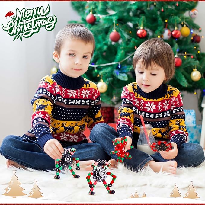 Christmas Fidget Toys Transformable Fidget Spinners for Kids and Adults, Stress Relief Sensory Toys for Boys and Girls Fingertip Gyros for ADHD Autism for Kids Birthday Gifts