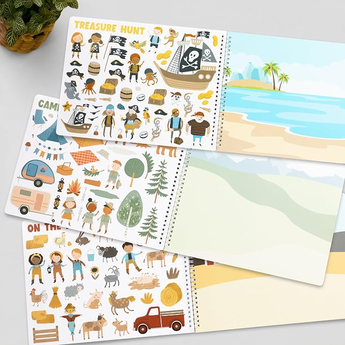 Fun Sticker Book for Toddlers 2-4 - Kids Activity Book with 500+ Stickers | 12 Beautiful Themes Entertain Boys and Girls Ages 2-4 or 4-8 While Traveling - Incl. Coloring Pages