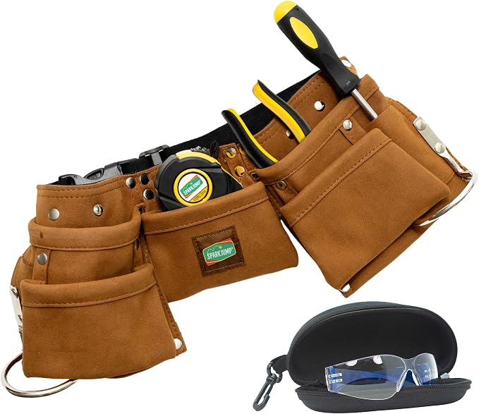 Kids Brown Tool Belt, Adjustable Tool Belt for Toddlers and Kids | Dress-Up Construction Costume for DIY Woodworking and STEM Learning