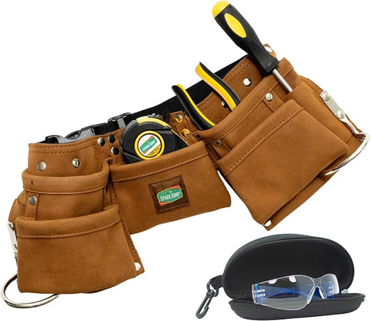 Kids Brown Tool Belt, Adjustable Tool Belt for Toddlers and Kids | Dress-Up Construction Costume for DIY Woodworking and STEM Learning