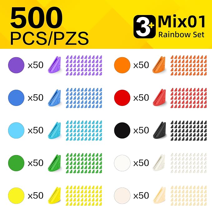 500PCS Rainbow Soft Silicone Building Blocks - STEM Educational Toys for Kids Age 6-12, Stress Relief Fidget Blocks for Boys & Girls, Creative Play for Preschool & Early Learners (Mix01)