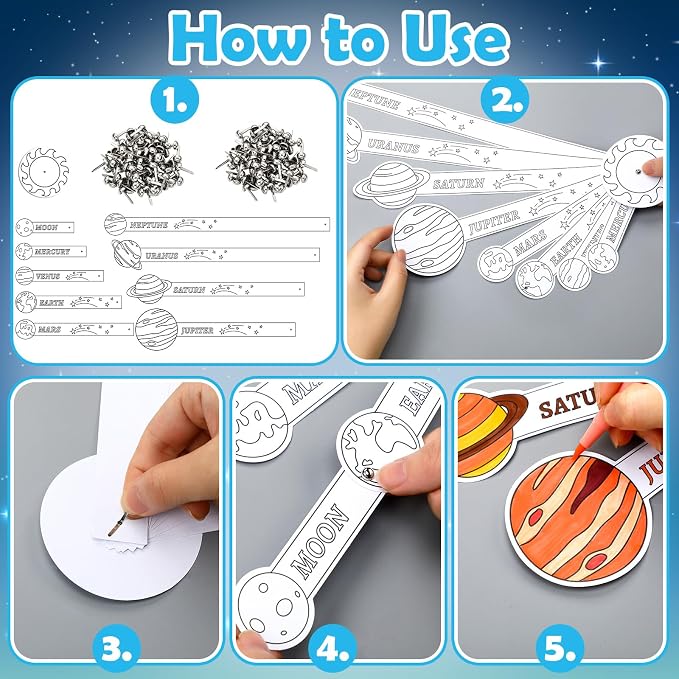 Glenmal 36 Set Solar System Model Craft Kit Kids DIY Planets Solar System Paper Art Set Decor Outer Space Preschool Activities Supplies for Montessori Learning Homeschool Toddler(Blank)