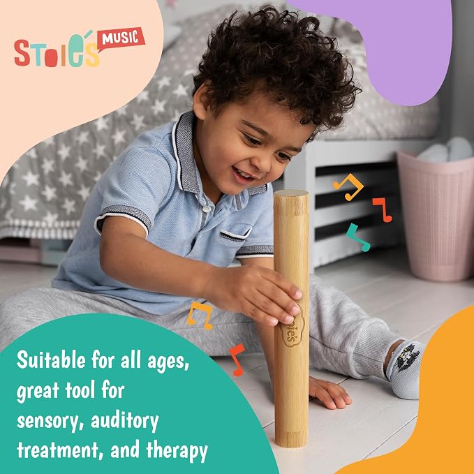 Stoie's 13.8" Wooden Rainstick - Support Auditory Memory, Coordination and Fine Motor Skills - Soft, Calming Sound for Relaxation - Lightweight and Portable - Durable, Kid-Safe Materials