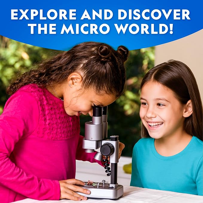 National Geographic Dual LED Kids Microscope - 50+ pc Science Kit with 10 Prepared Slides & 10 DIY Blank Slides, Biology Experiment Activity, Microscope Kit for Kids 8-12 (Amazon Exclusive) | Dual LED Illumination, 10 Prepared Slides, 10 Blank Slides, ...