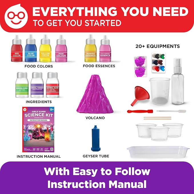 Doctor Jupiter Girls' Super Science Experiments Kit for Kids Ages 8+ | Science Kits for Kids Ages 8-12, Birthday Gift Ideas for Girls 8, 9, 10, 11, 12 Year Olds, STEM Educational Toys